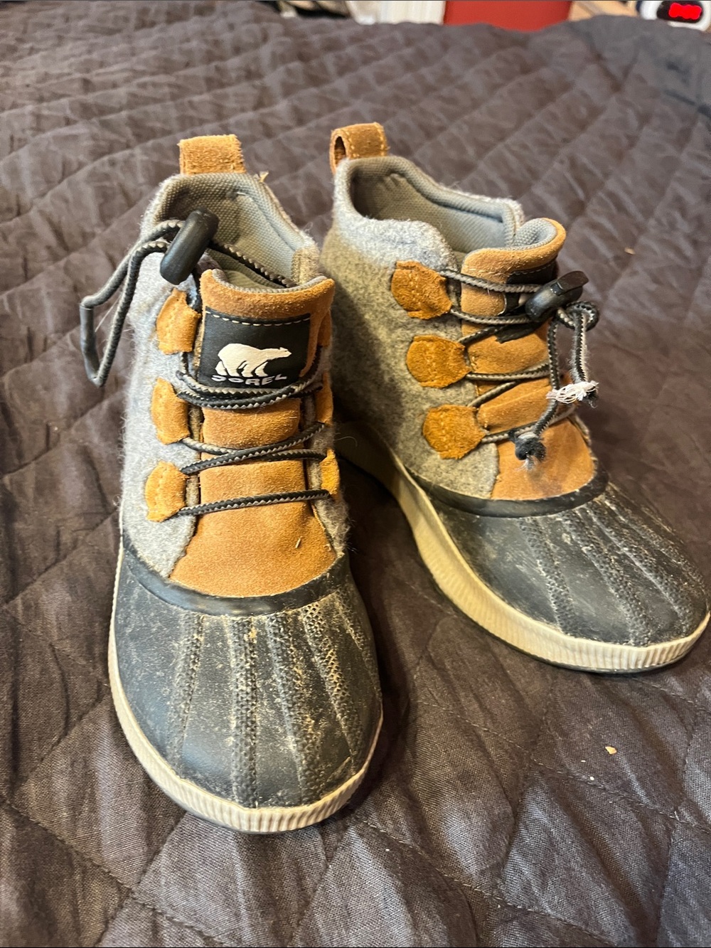 Sorel Kids Gray and Brown Waterproof Winter Boots